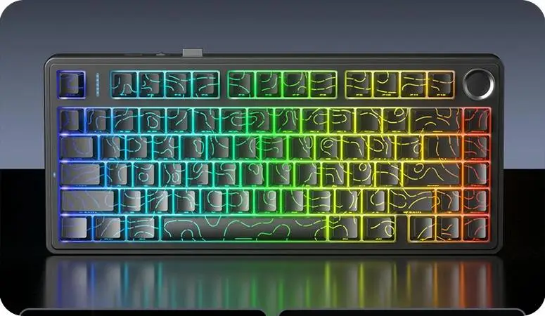 Aula геймърска механична клавиатура Wireless Gaming Mechanical Keyboard F75HE - Black King Magnetic Switch [Linear] (English US), Black Contour