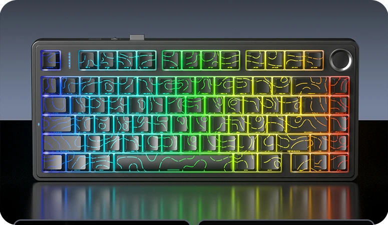Aula геймърска механична клавиатура Wireless Gaming Mechanical Keyboard F75HE - Black King Magnetic Switch [Linear] (English US), Black Contour