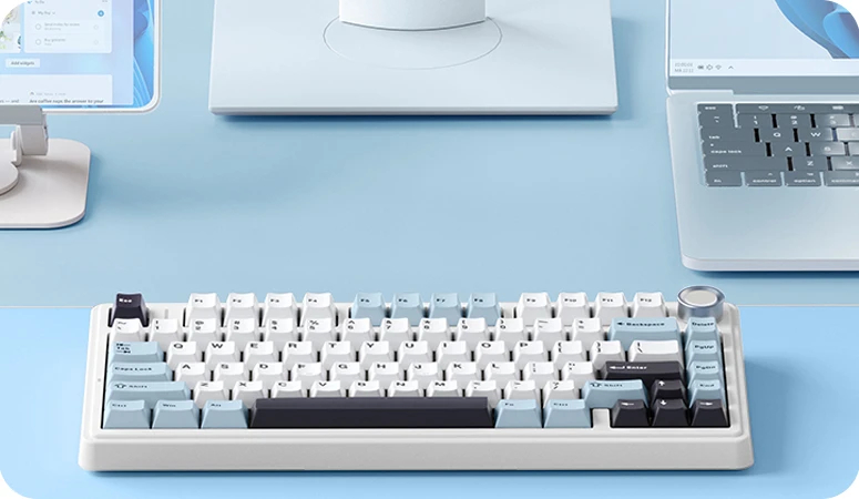 Aula геймърска механична клавиатура Wireless Gaming Mechanical Keyboard F75 - Reaper Switch [Linear] (English US), Purple, Beige, Green