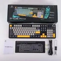 Геймърска механична клавиатура Aula F108 PRO Wireless Gaming Mechanical Keyboard - Volcanic Switch [Linear] (English US), Black, Gray