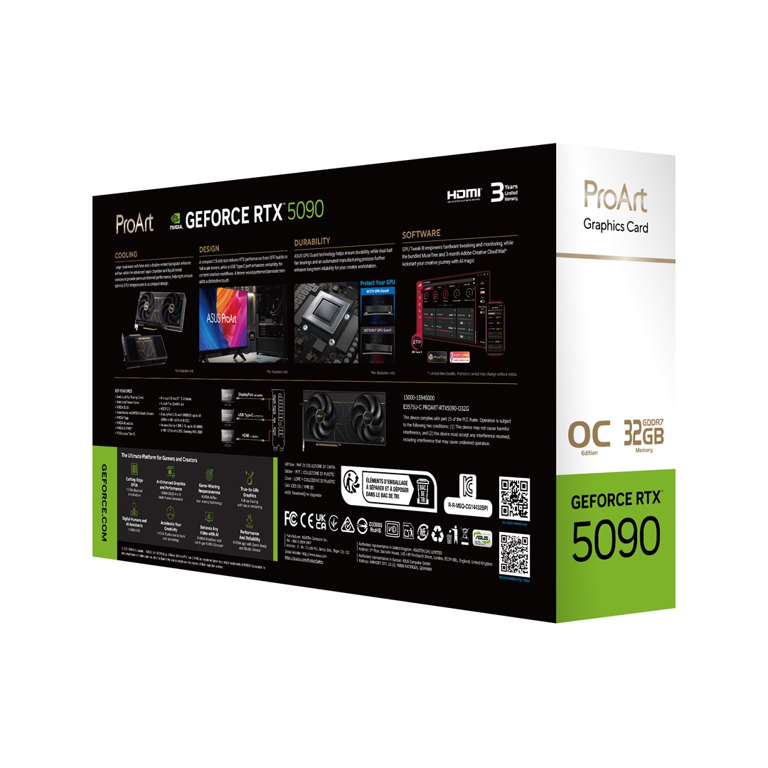 Видео карта ASUS GeForce ProArt RTX 5090 O32G GDDR7 - 90YV0P00-M0NA00