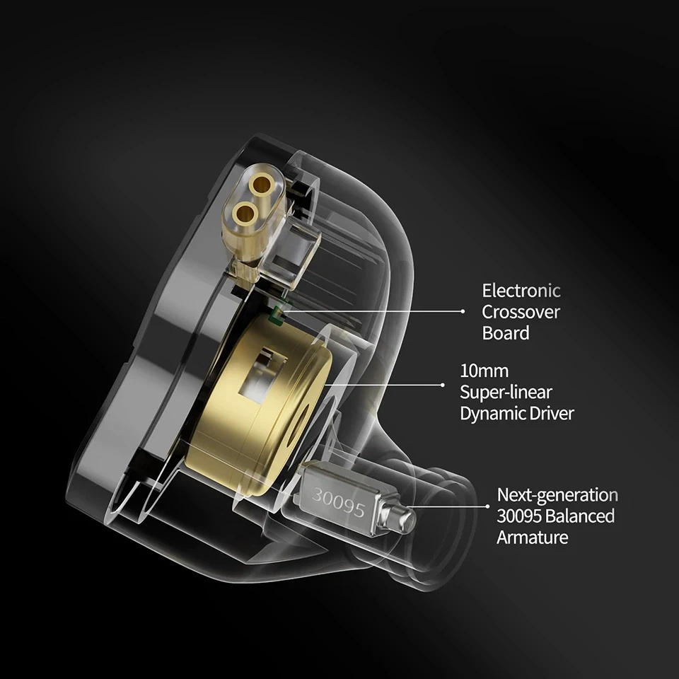 KZ професійні навушники Hi-Fi In-Ear-Monitors - ZSN PRO 2 Midnight Black (обмежена версія), Mic