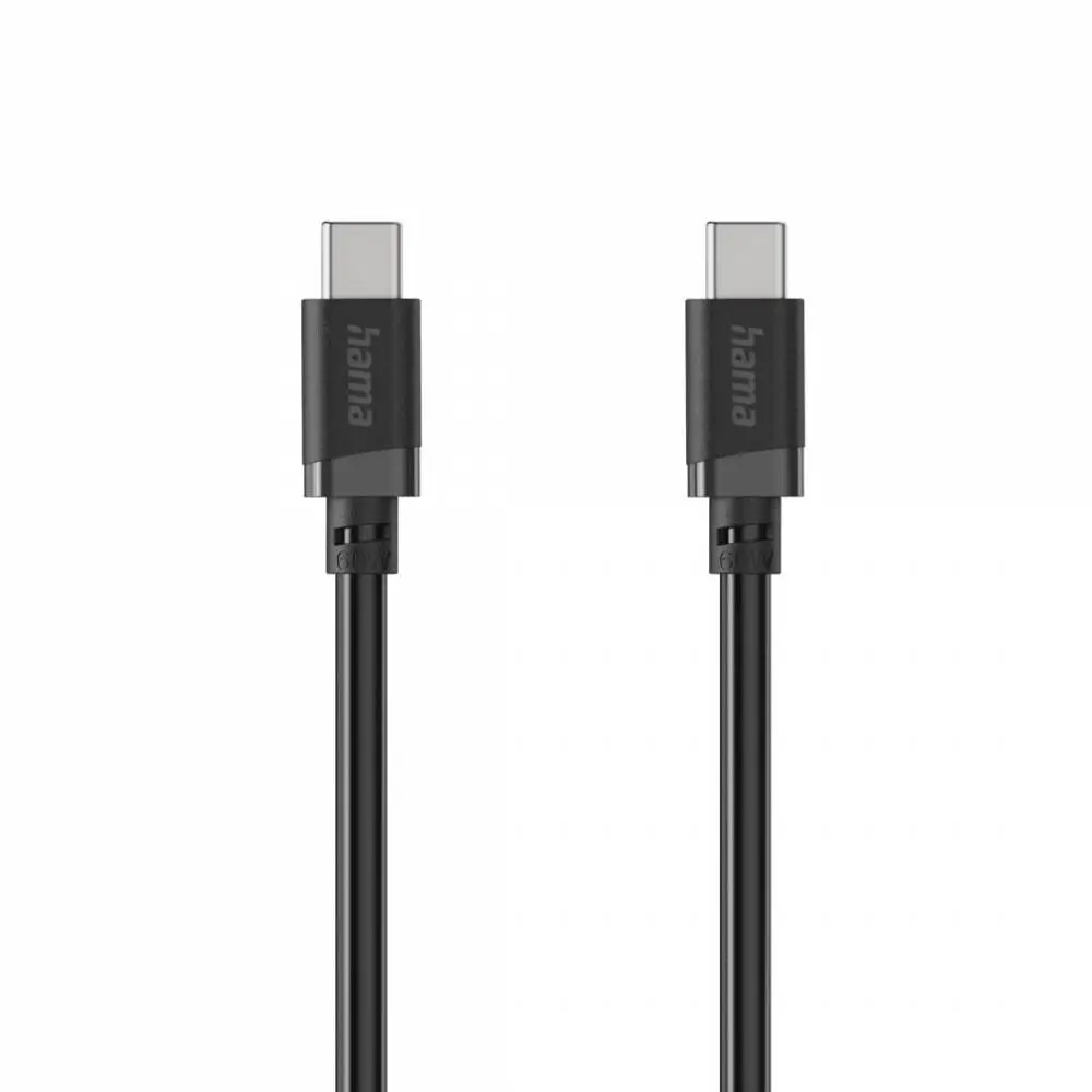 HAMA Cablu USB-C masculin– USB-C masculin, 60 W, 1 m, negru