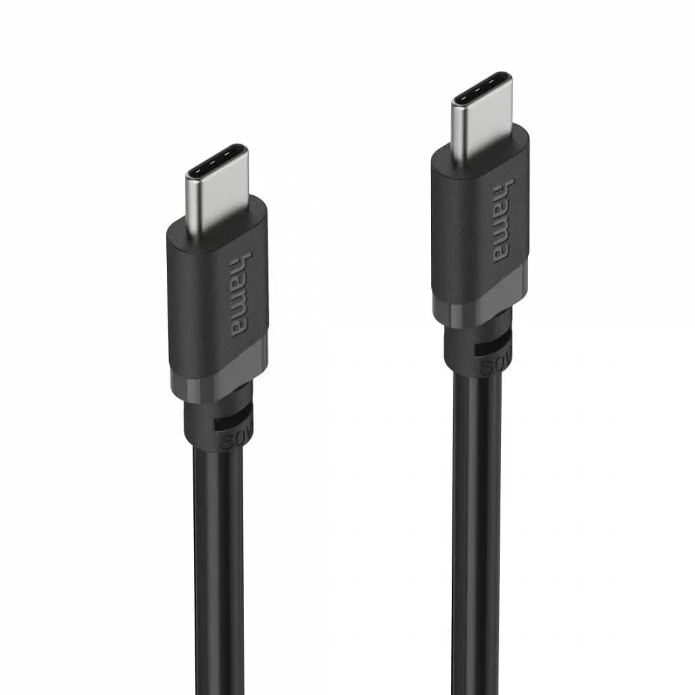 HAMA Кабел USB-C мъжко&ndash; USB-C мъжко, 60 W, 1 m, черен