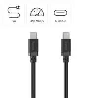 HAMA Кабел USB-C мъжко&ndash; USB-C мъжко, 60 W, 1 m, черен