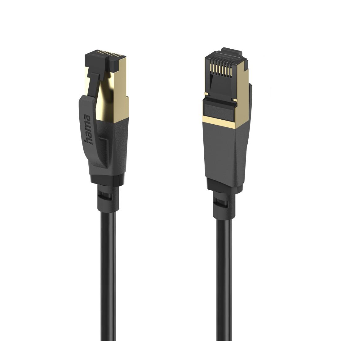 HAMA Cable de red, CAT 8, 40 Gbit/s, S/FTP, apantallado, 0,50 m