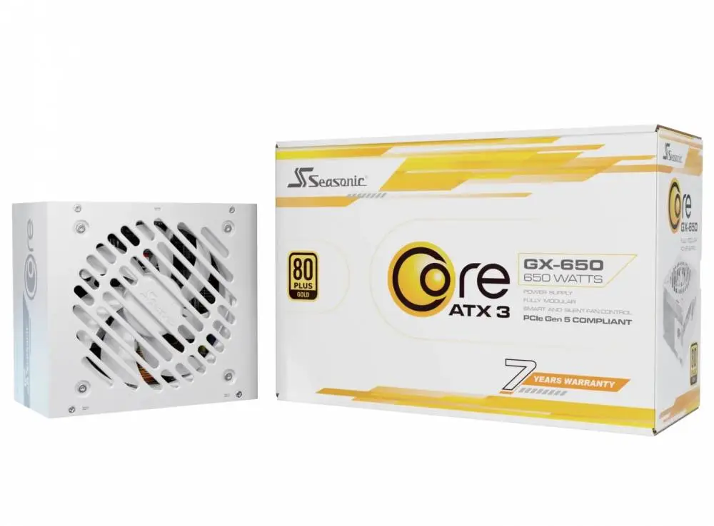 Seasonic PSU ATX 3.1 650W Gold, Full Modular, PCIe 5.1 - CORE GX-650 V2 Weiß - SRP-CGX651-A5A32SF-W