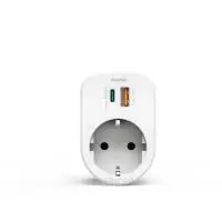 HAMA 3-мултипортов контакт, 1 x USB-C PD, 1 x USB-A, 1 x Шуко контакт, 30W PD