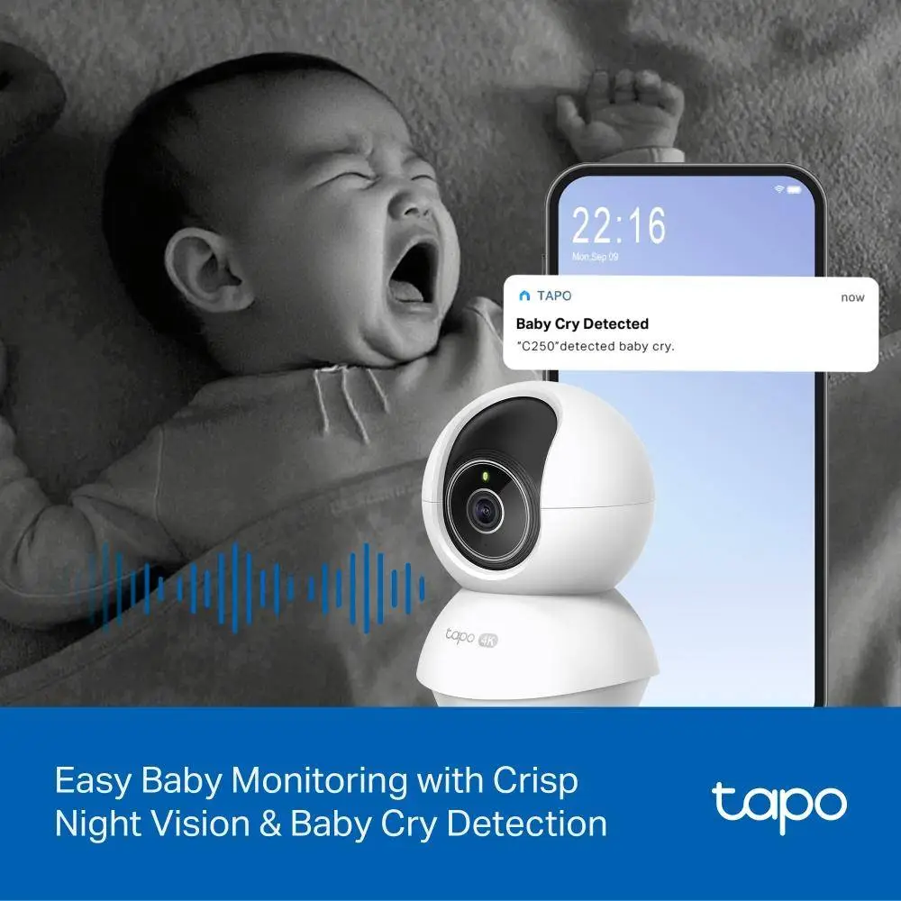 Домашна охранителна WiFi камера TP-Link Tapo C250, Pan/Tilt