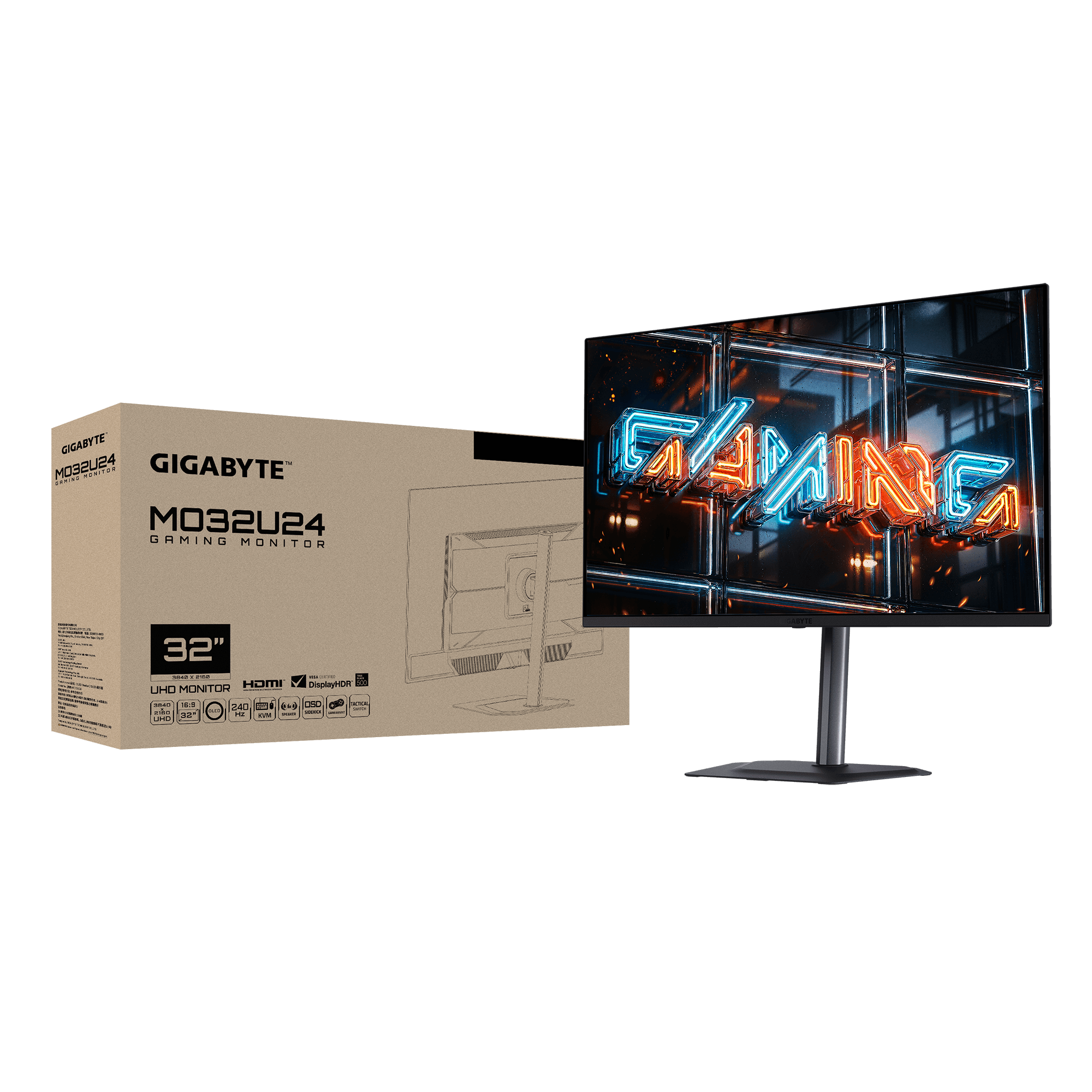 Гейминг монитор GIGABYTE MO32U24 - 31.5" QD-OLED UHD(3840x2160), 240Hz, 0.03ms, G-Sync, FreeSync Premium Pro