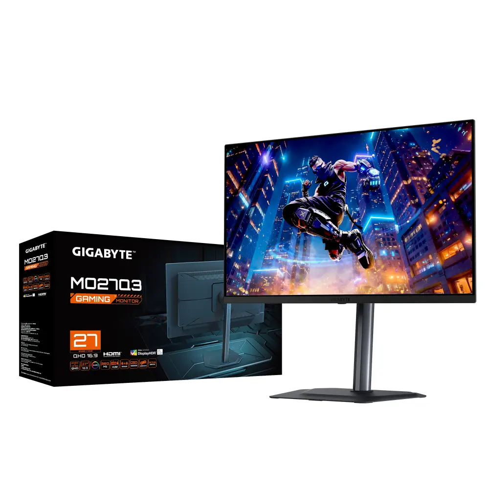 Геймърски монитор GIGABYTE MO27Q3 - 27" QD-OLED, QHD(2560x1440), 360Hz, 0.03ms, G-Sync, FreeSync Premium Pro