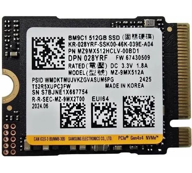 SSD SAMSUNG BM9C1 M.2 Type 2230 512GB PCIe Gen4x4 NVMe, 9MX512HCLV-00BD1