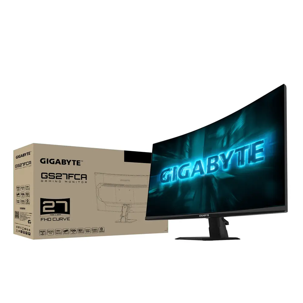 Геймърски монитор GIGABYTE GS27FCA - 27" VA 1500R, Full HD(1920x1080), 200Hz, 1ms, FreeSync Premium