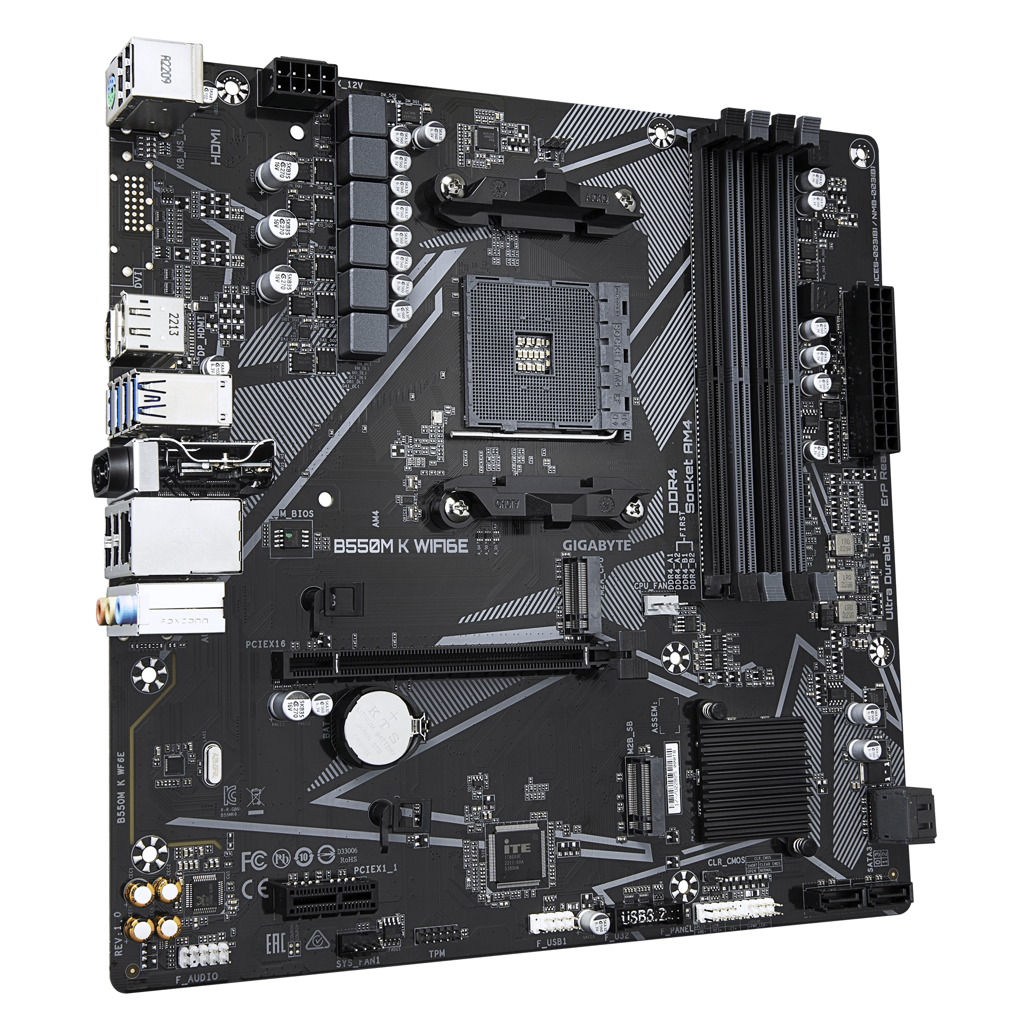 Дънна платка GIGABYTE B550M K Wi-Fi 6E, AM4