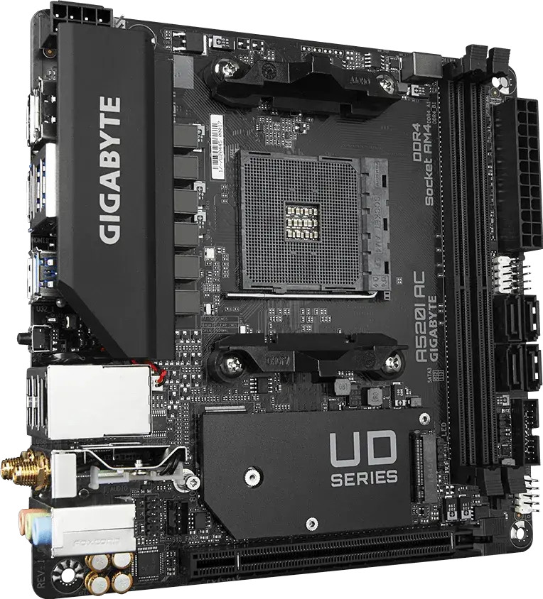 Дънна платка GIGABYTE A520I AC WIFI, Socket AM4, Mini-ITX