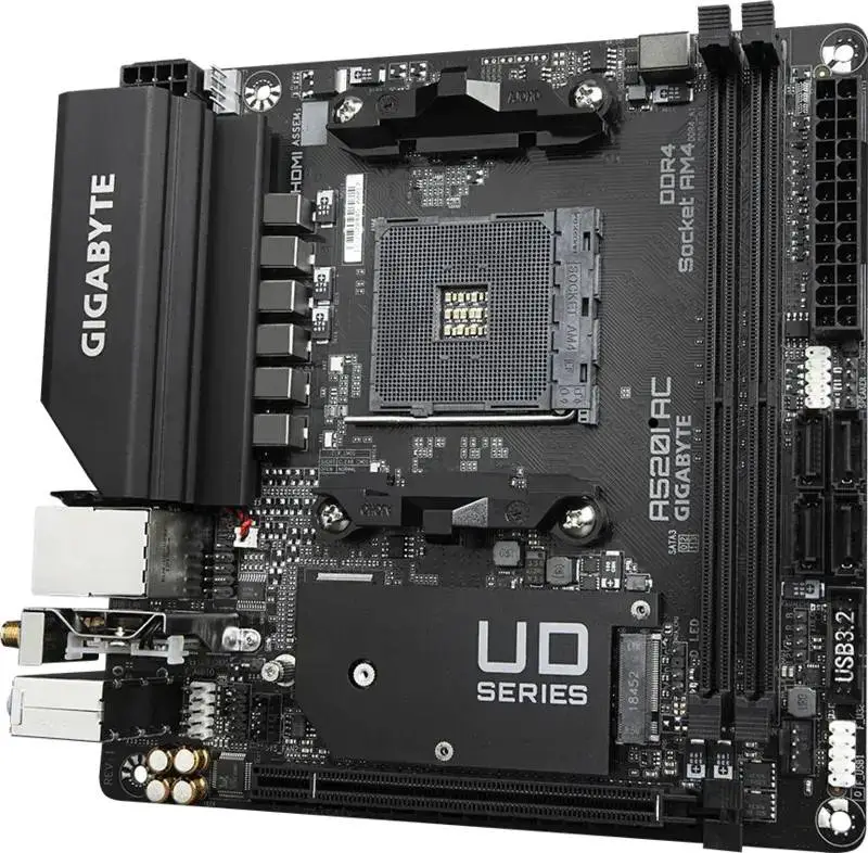 Дънна платка GIGABYTE A520I AC WIFI, Socket AM4, Mini-ITX