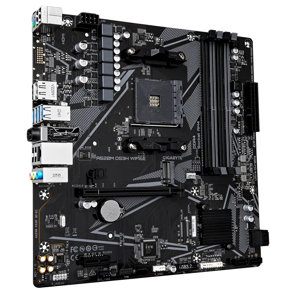 Дънна платка GIGABYTE A520M DS3H WiFi 6E, Socket AM4
