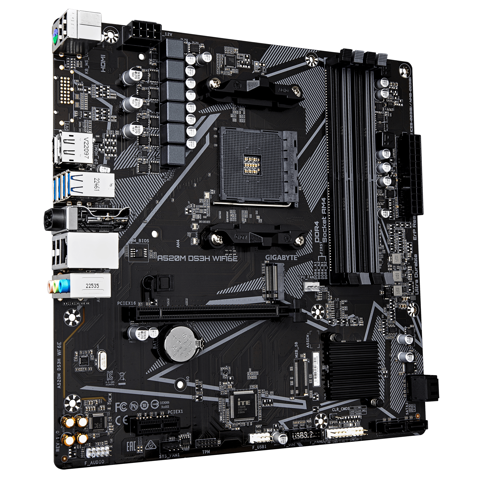 Дънна платка GIGABYTE A520M DS3H WiFi 6E, Socket AM4
