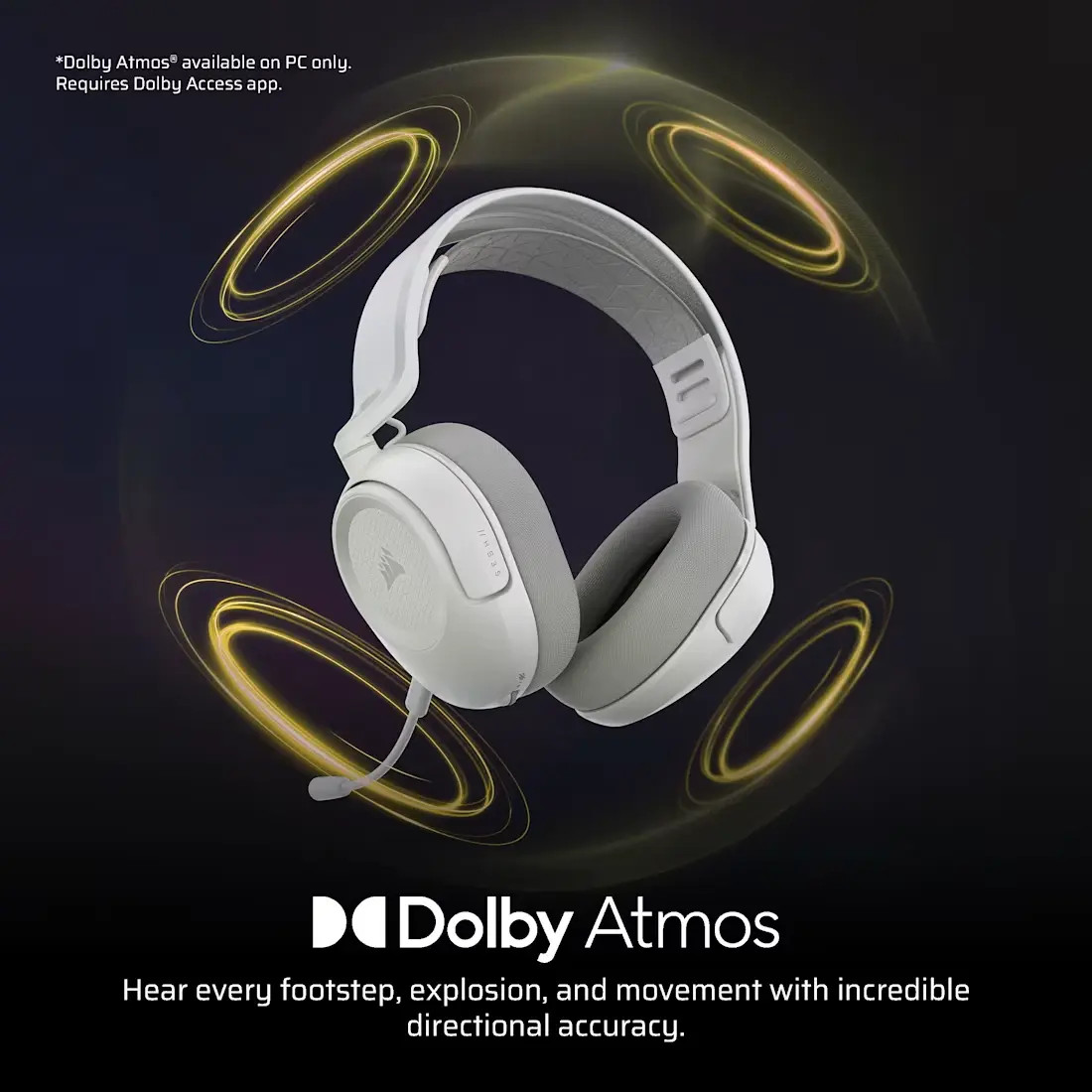 Геймърски безжични слушалки Corsair HS35 v3 - White
