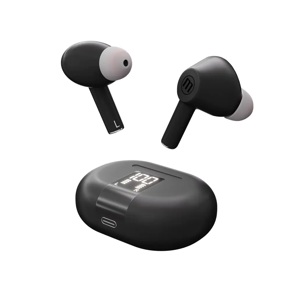 Блутут безжични слушалки тапи MAXPODS active noise cancelling black MAXELL Truewireless