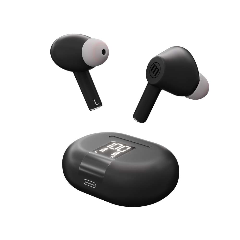 Блутут безжични  слушалки тапи MAXPODS active noise cancelling black  MAXELL Truewireless