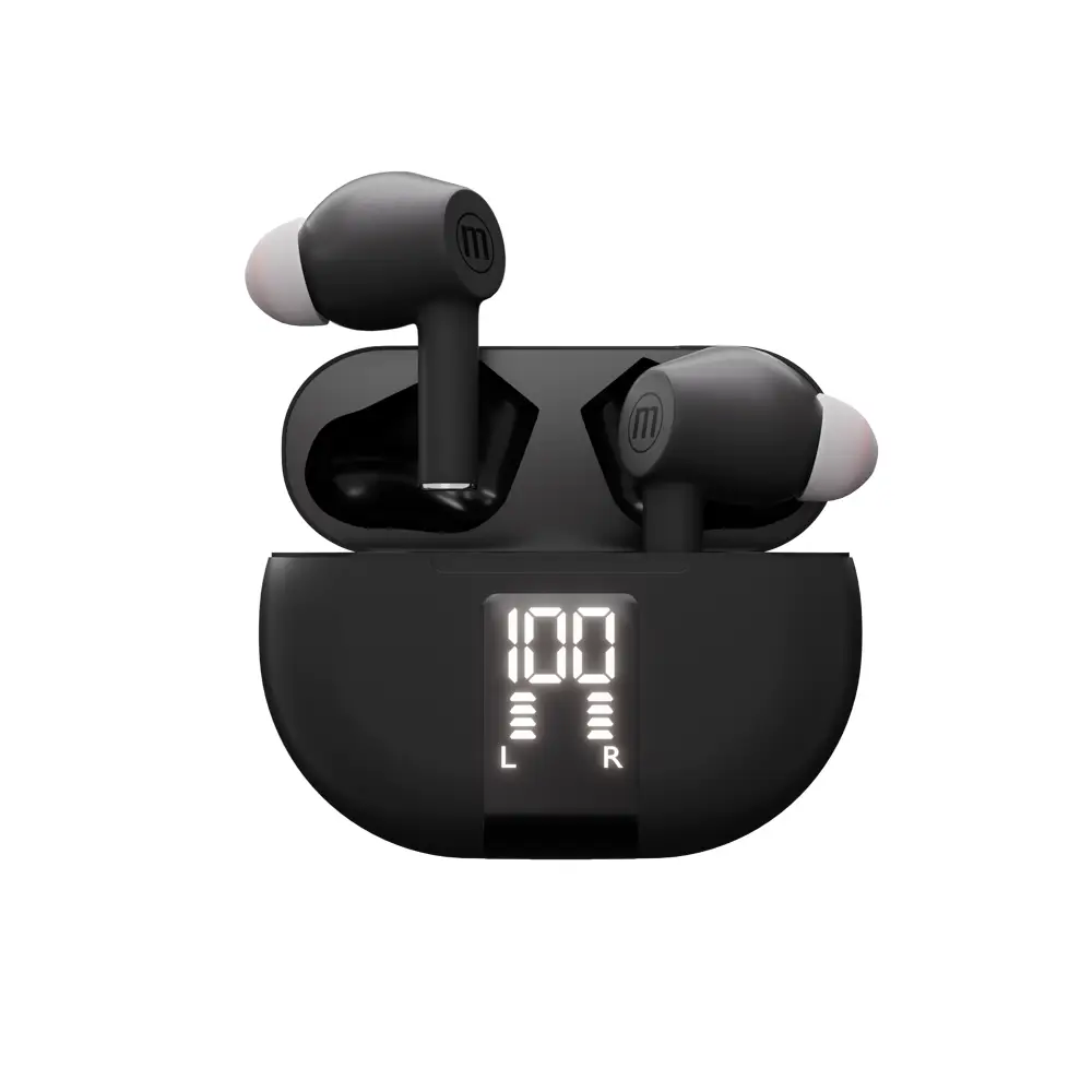 Блутут безжични слушалки тапи MAXPODS active noise cancelling black MAXELL Truewireless