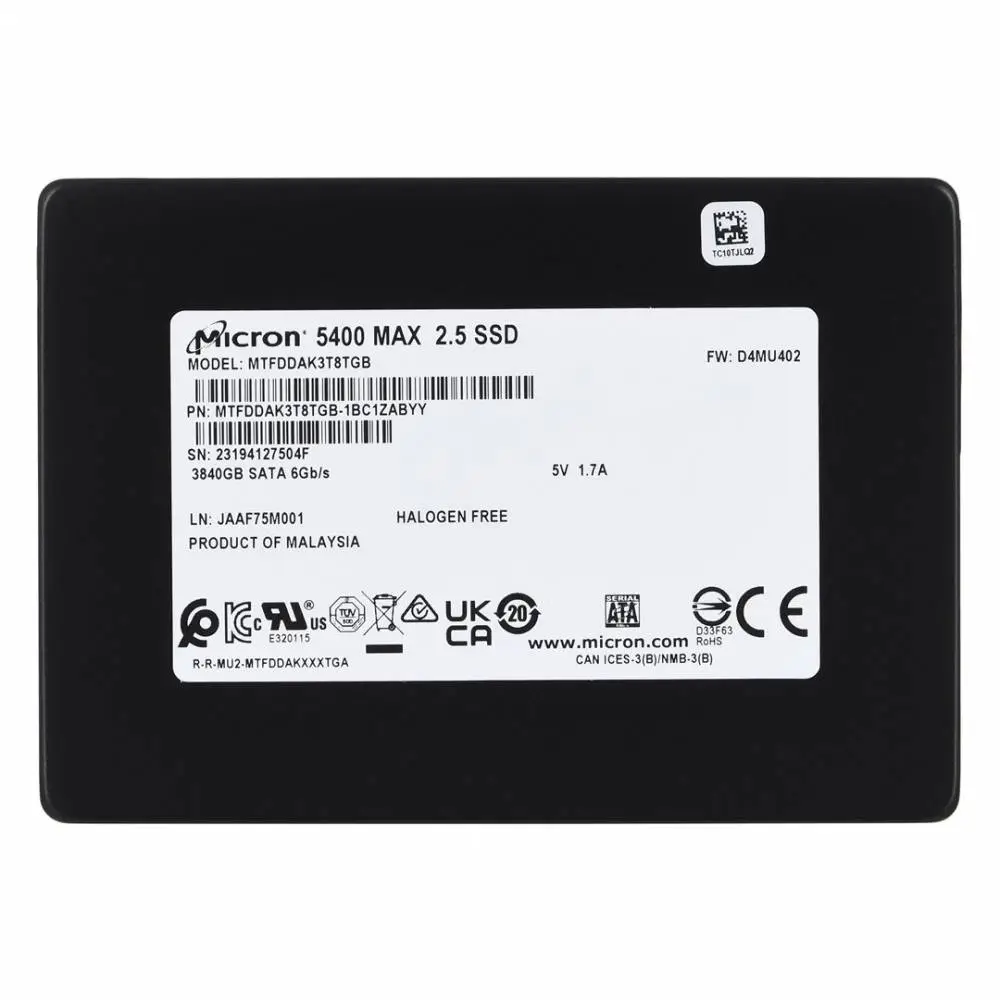 Диск SSD Micron 5400 MAX 3.84TB SATA 2.5" MTFDDAK3T8TGB-1BC1ZABYYR (DWPD 3.4)