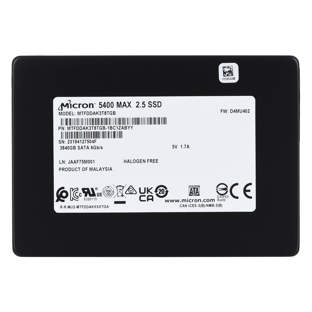 Диск SSD Micron 5400 MAX 3.84TB SATA 2.5" MTFDDAK3T8TGB-1BC1ZABYYR (DWPD 3.4)