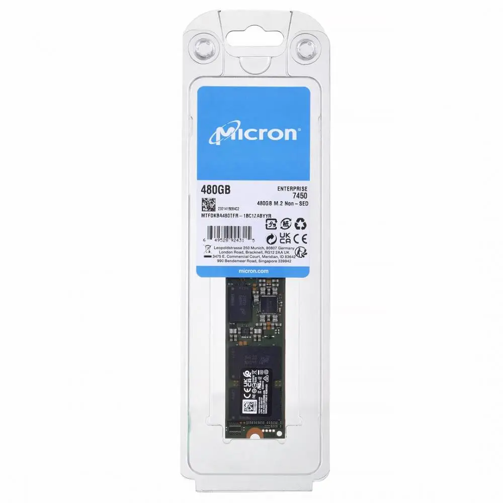 Диск SSD Micron 7450 PRO 480GB M.2 (22x80) NVMe PCI 4.0 MTFDKBA480TFR-1BC1ZABYYR (DWPD 1)