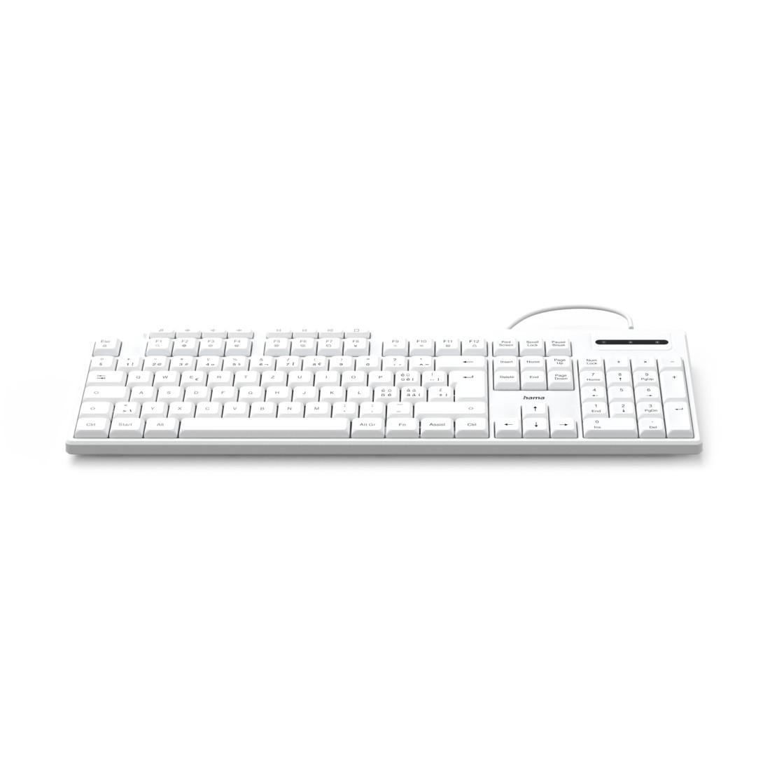 HAMA Жична клавиатура "CK-200", USB-A,USB-C, 8 мултимедийни клавиша, кирилизирана, бяла