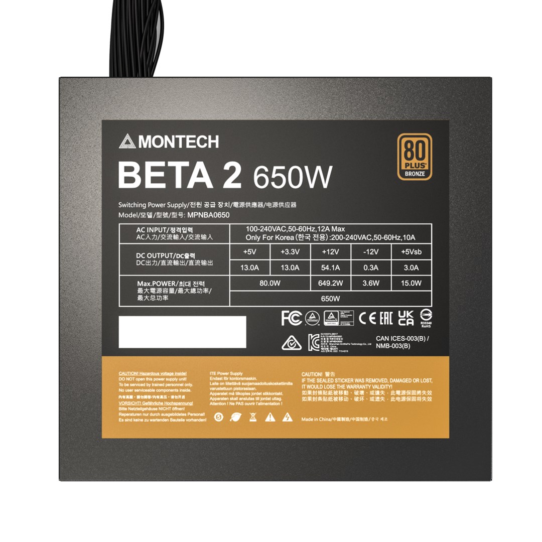 Захранване Montech 650W BETA 2 20+4 pin ATX ATX Black