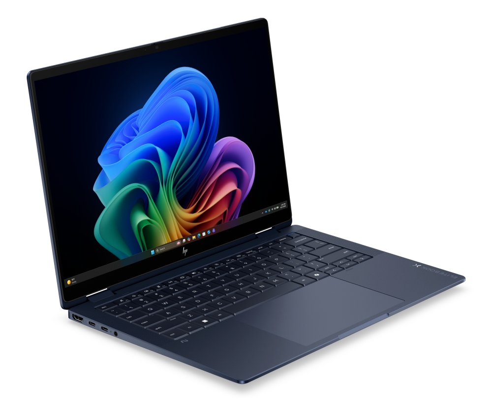 Лаптоп HP EliteBook X Flip G2i AI 14" Atmospheric Blue, Ultra 7 356H(up to 4.7Ghz/18MB/16C), 14" WUXGA AG 800nits Sure View Touchscreen, 32GB LPDDR5X On-board, 1TB PCIe SSD, Intel R15 5G GPS, WiFi7 + BT6, FPR, NFC, Backlit Kbd, 6C Batt, Win 11 Pro, 3Y Offsite