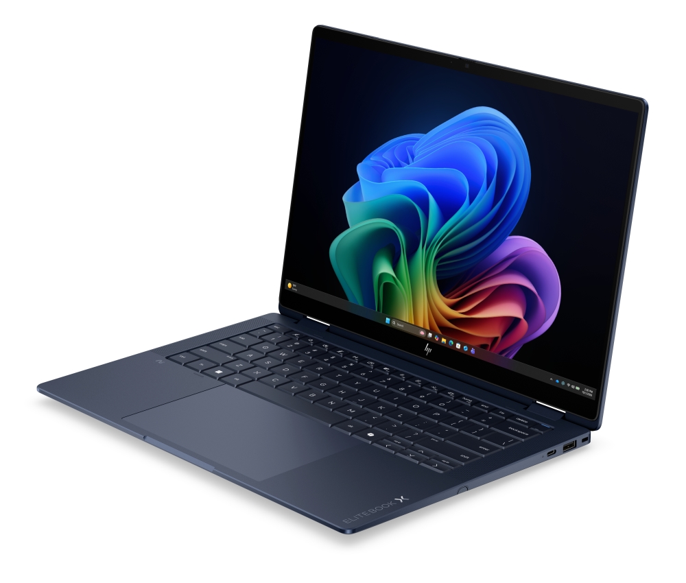 Лаптоп HP EliteBook X Flip G2i AI 14" Atmospheric Blue, Ultra 7 356H(up to 4.7Ghz/18MB/16C), 14" WUXGA AG 800nits Sure View Touchscreen, 32GB LPDDR5X On-board, 1TB PCIe SSD, Intel R15 5G GPS, WiFi7 + BT6, FPR, NFC, Backlit Kbd, 6C Batt, Win 11 Pro, 3Y Offsite