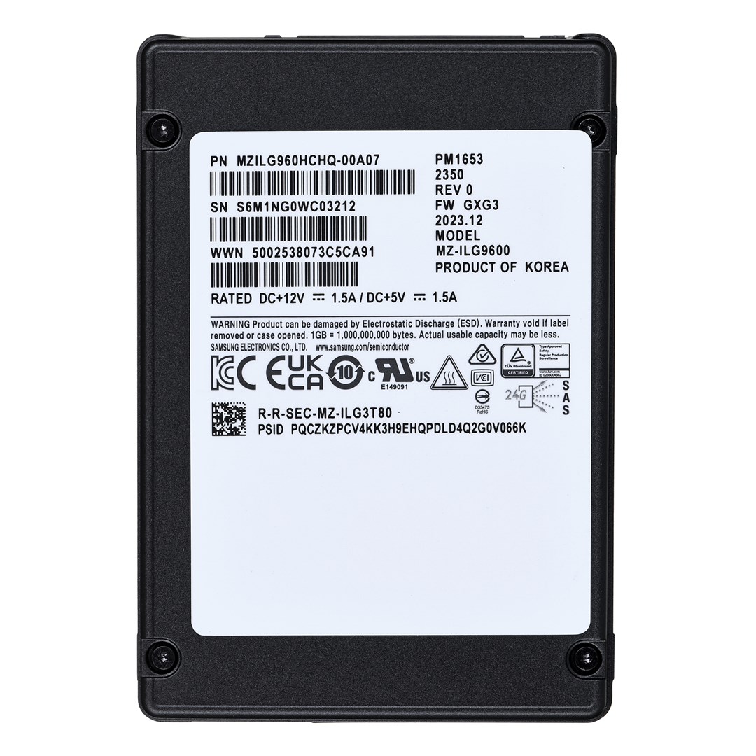Диск SSD Samsung PM1653 960GB 2.5" SAS 24Gb/s MZILG960HCHQ-00A07 (DWPD 1)