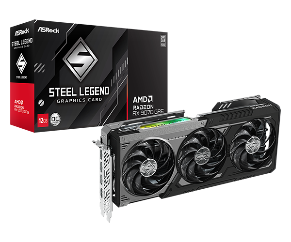 Видео карта ASROCK RX 9070 12GB GRE Steel Legend Dark