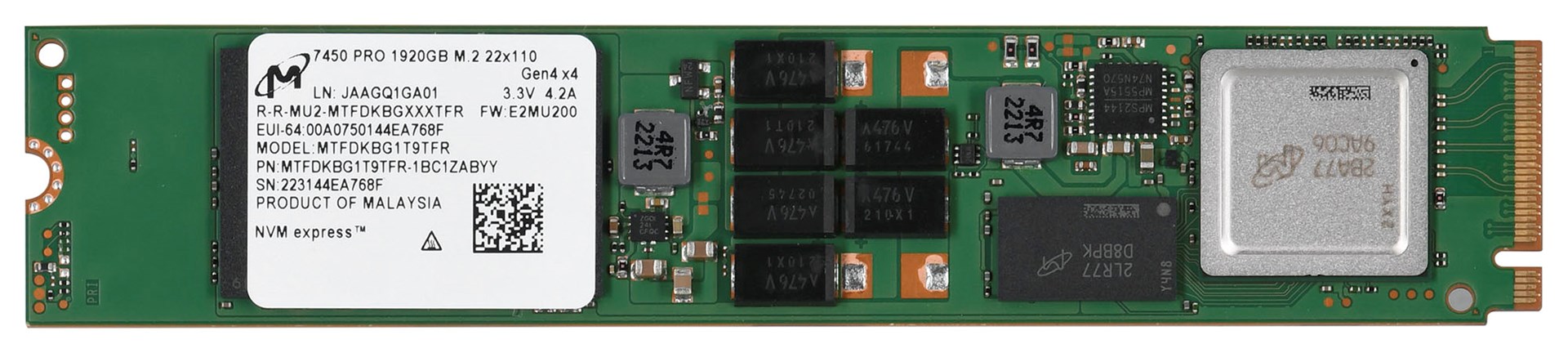 Диск SSD Micron 1.92TB 7450 PRO M.2 PCI Express 4.0 3D TLC NAND NVMe