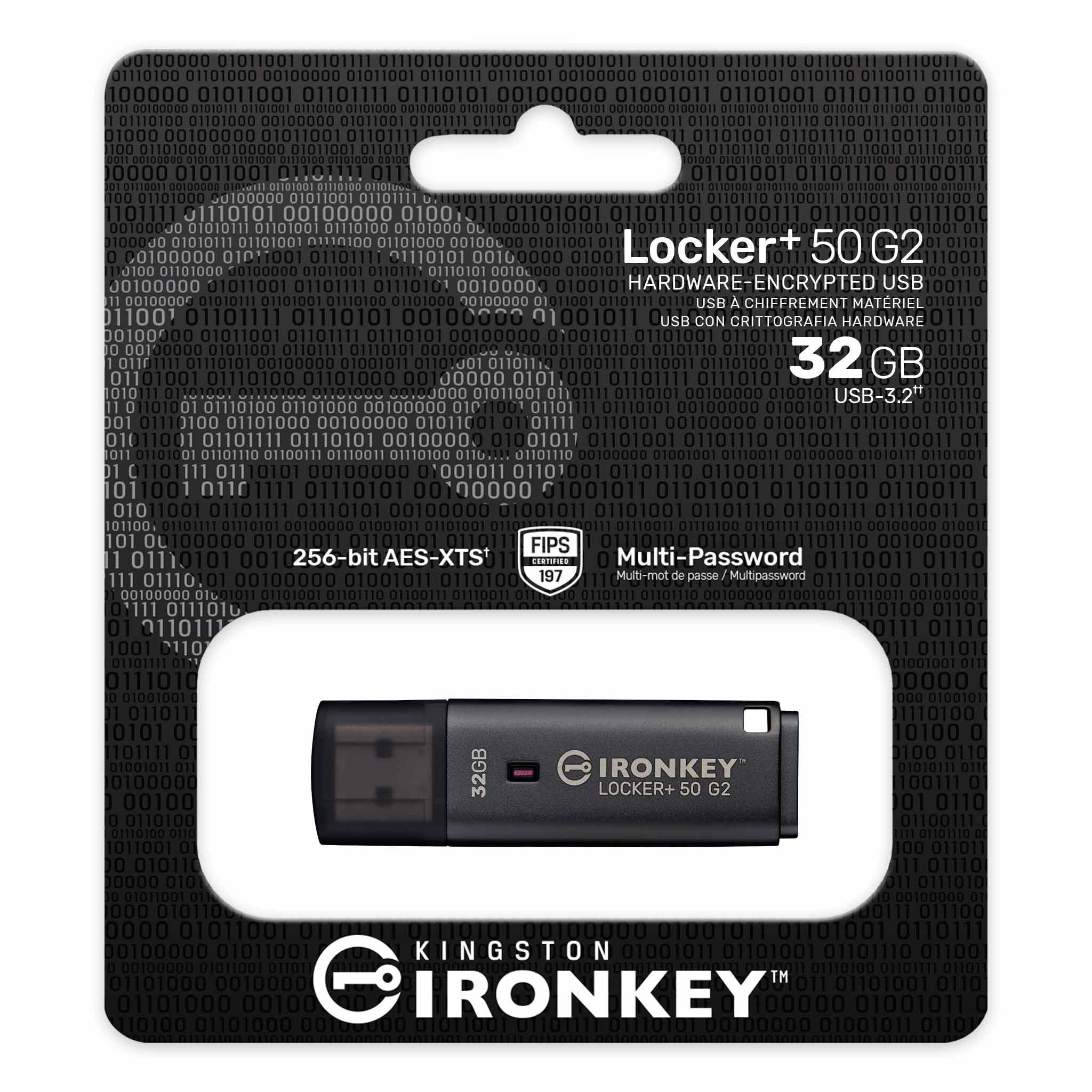 USB памет KINGSTON IronKey Locker+ 50 G2 - 32GB, XTS-AES 256-bit