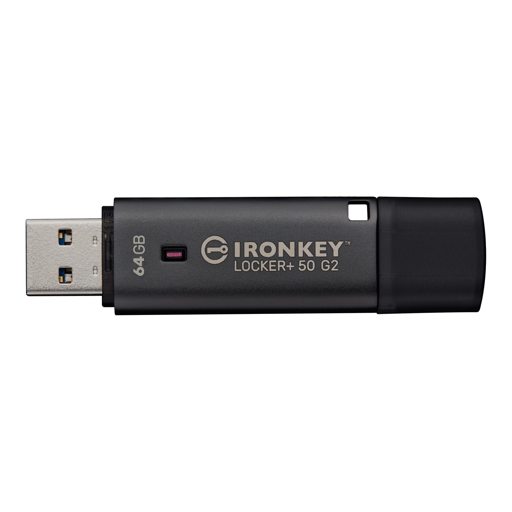 USB памет KINGSTON IronKey Locker+ 50 G2 - 64GB, XTS-AES 256-bit