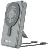 Външна батерия Verbatim Power Bank Magnetic Wireless 10.000 mAh C+C Display Grey