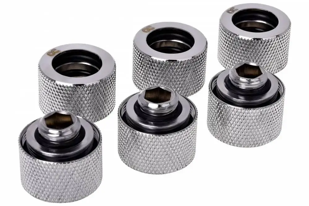 Комплект фитинги Alphacool HT 16mm - G1/4, 90&deg;, Хром, 6-pack