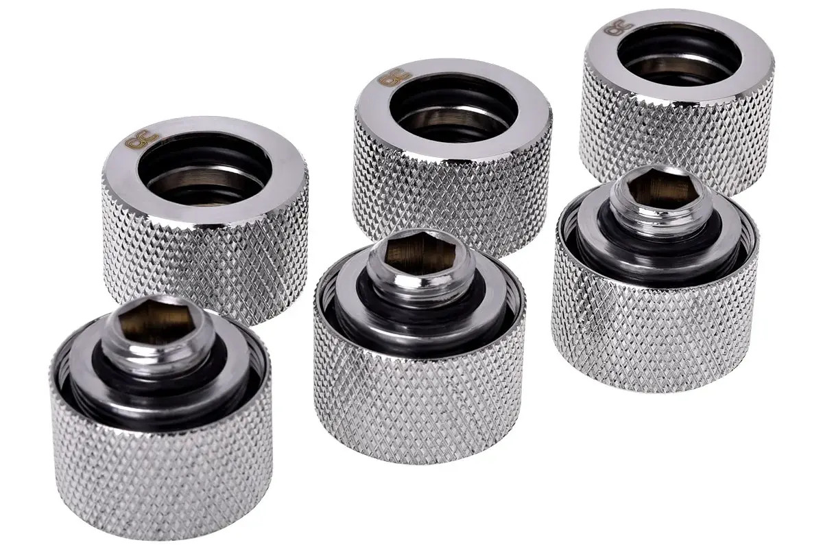 Комплект фитинги Alphacool HT 16mm - G1/4, 90°, Хром, 6-pack