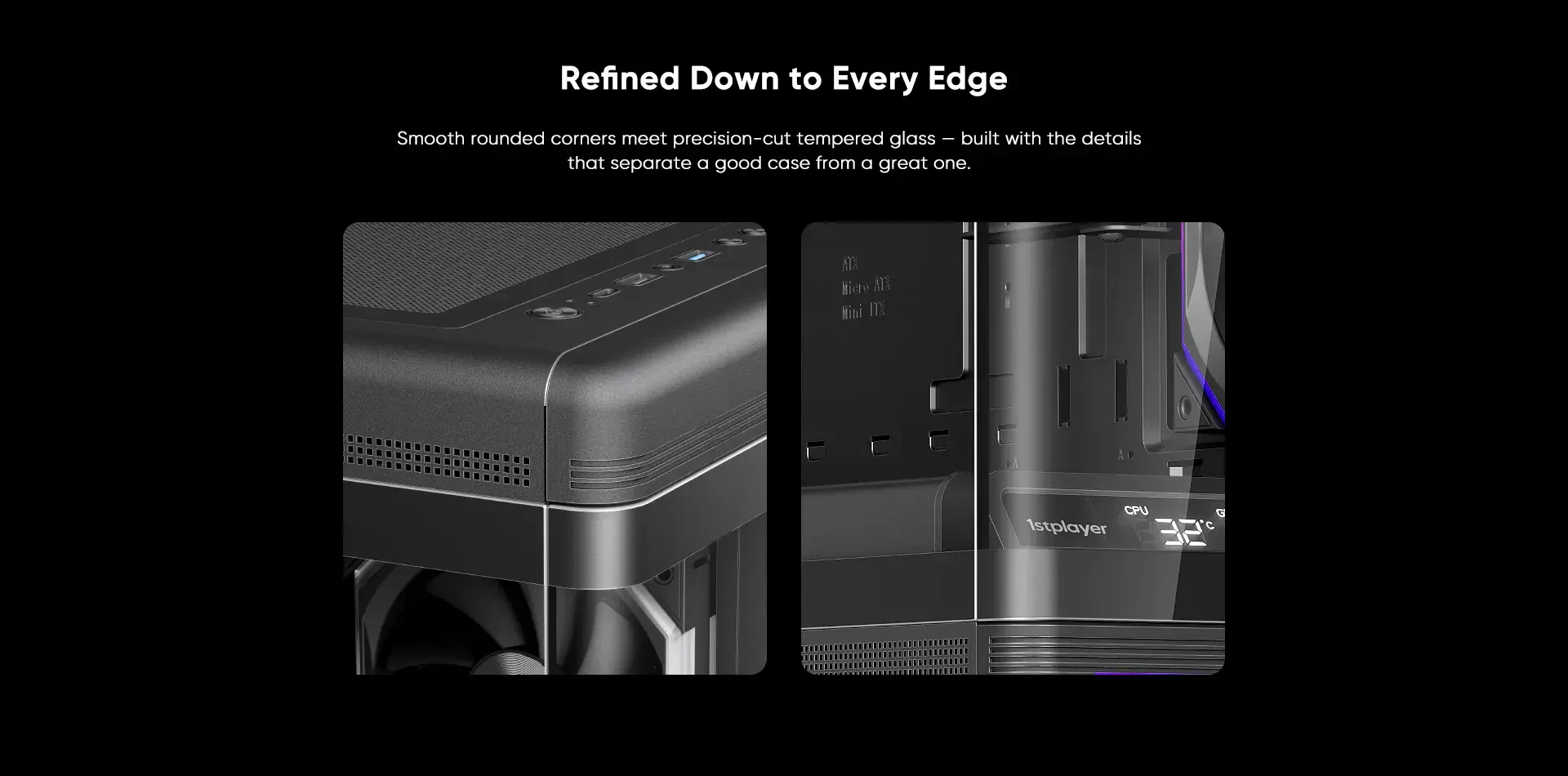 1stPlayer кутия Case ATX - PB8 Black - 3 x 120 mm A-RGB fans included, USB-C