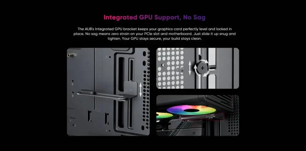 1stPlayer кутия Case ATX - AU8 Black - 4 x 140 mm A-RGB fans included, USB-C