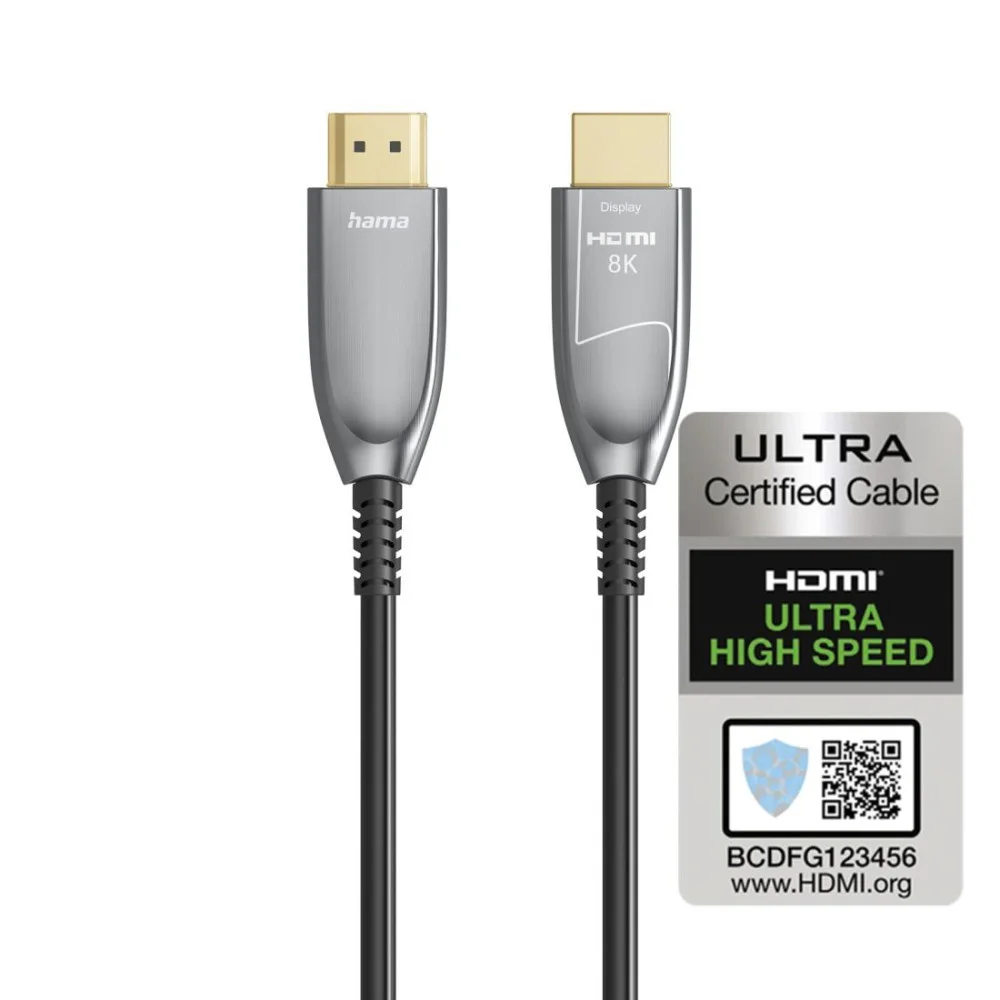 HAMA Оптичен HDMI кабел, ултра високоскоростен, AOC, сертифициран, 8K, алуминий, 10 м