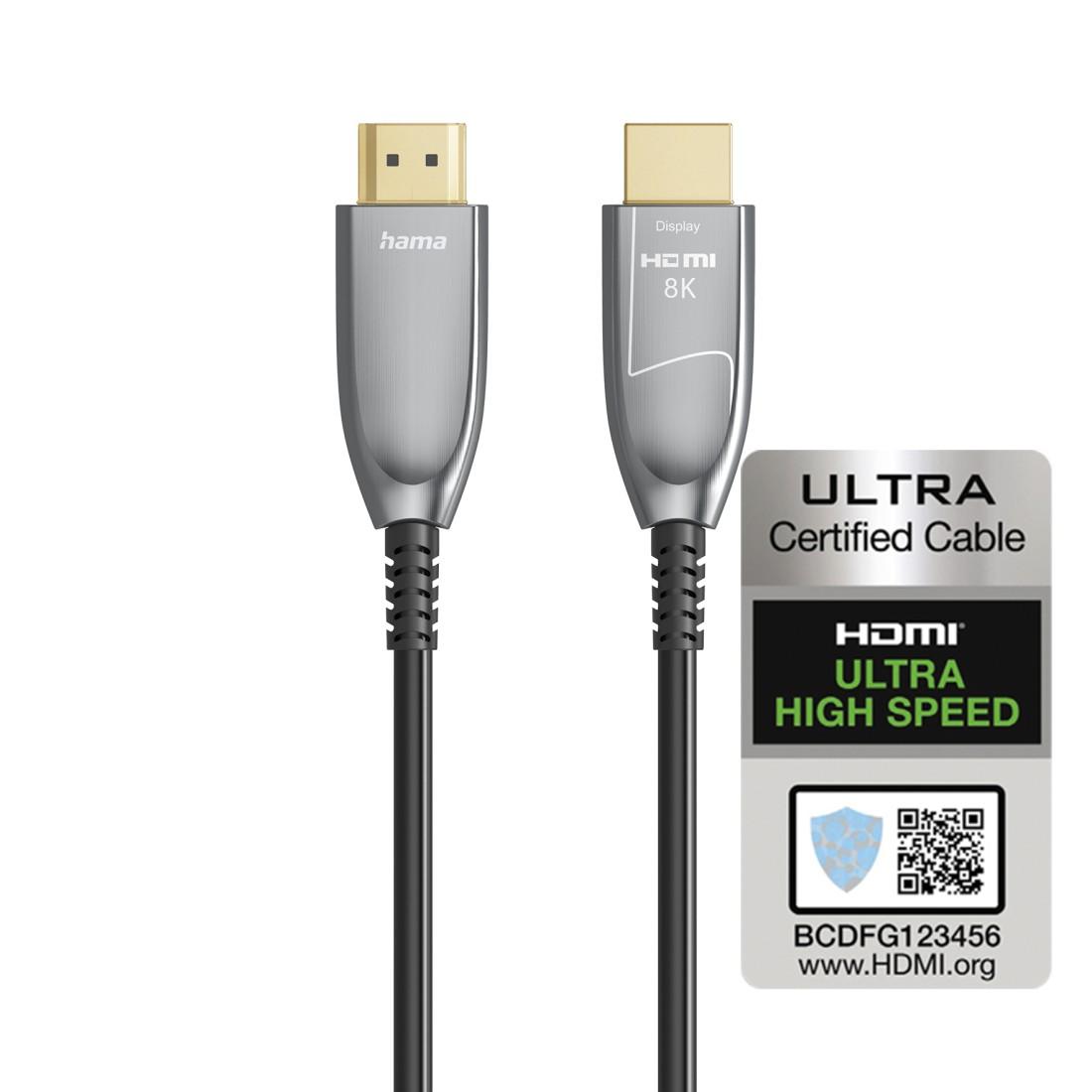 HAMA Оптичен HDMI кабел, ултра високоскоростен, AOC, сертифициран, 8K, алуминий, 10 м
