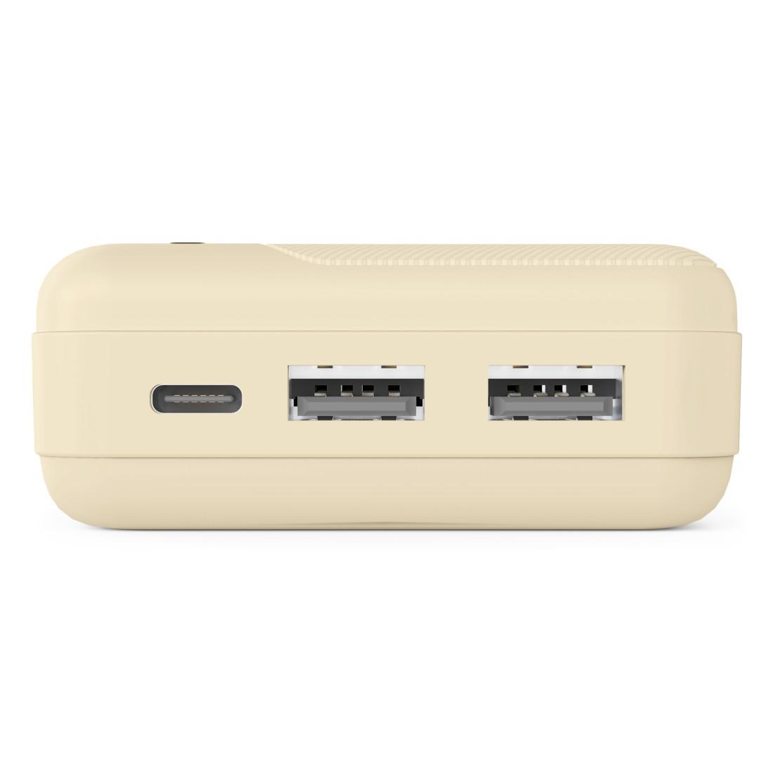 HAMA Външна батерия "Pocket 20", 20000 mAh, Изходи: 2x USB-A, бежов