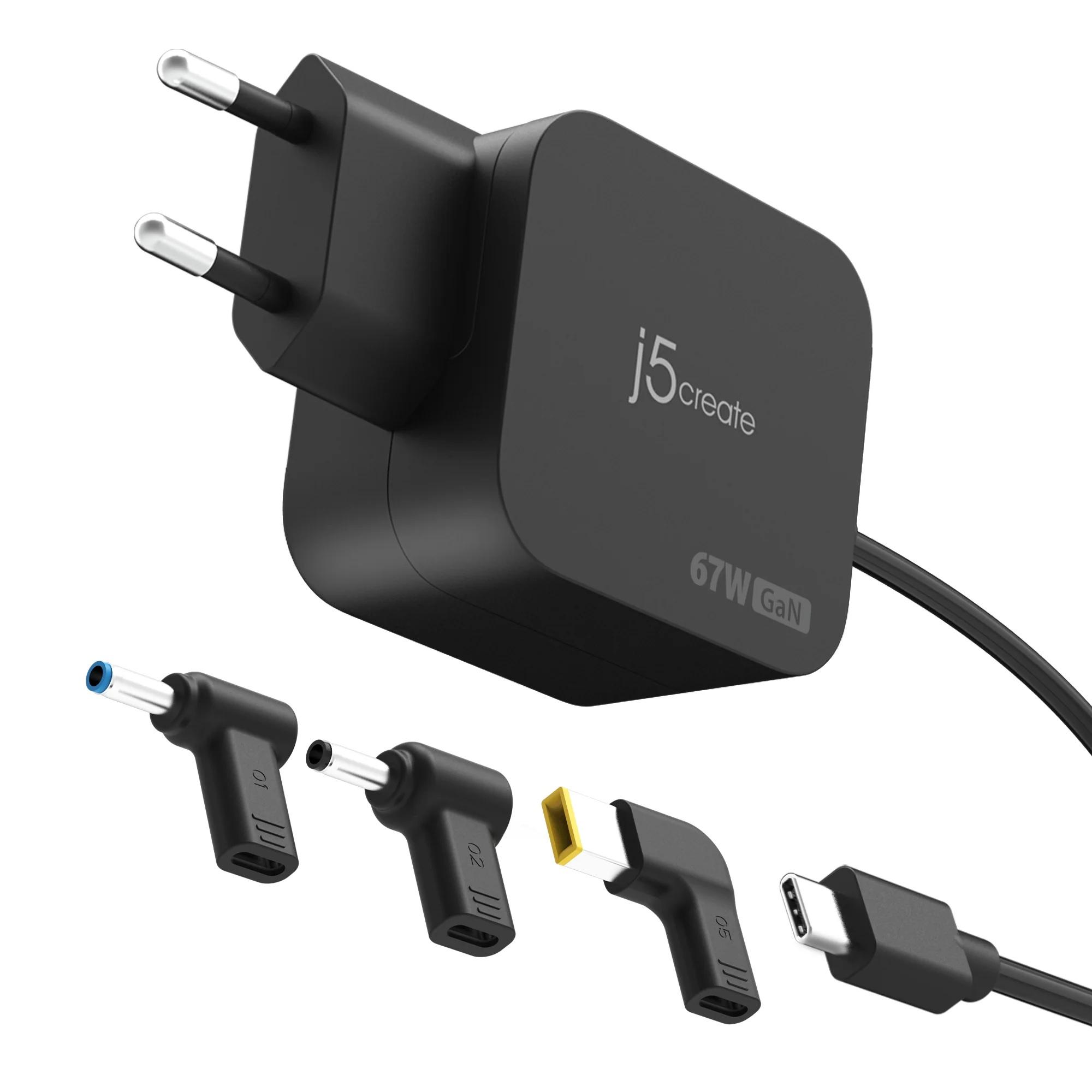j5create 67W GaN PD USB-C® Mini Charger mit 4.5 mm 3-fach DC-Wandler