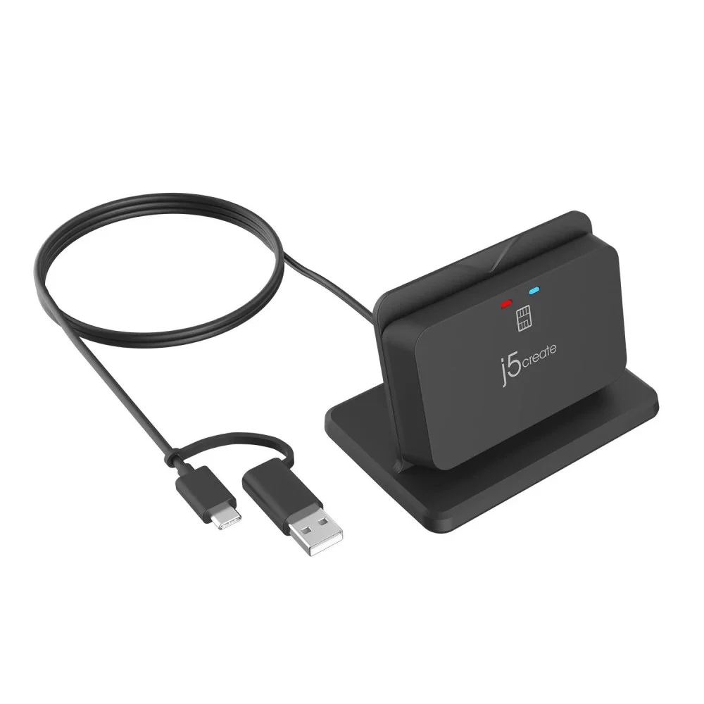 Cititor de carduri j5create JUR261-N USB Smart card/CAC reader cu suport