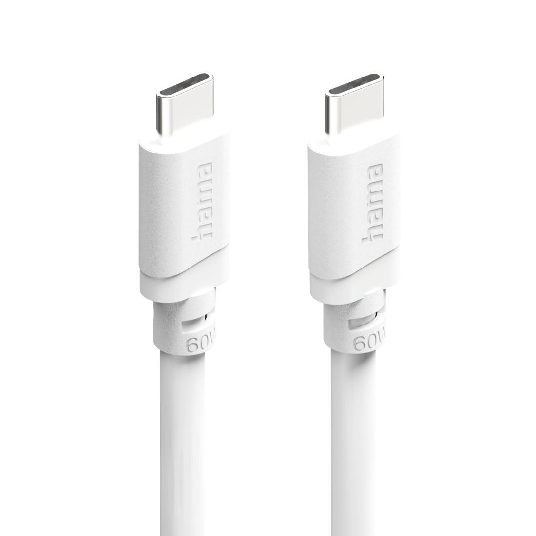 Cabl HAMA USB-C - USB-C, 60W, 2 m, alb