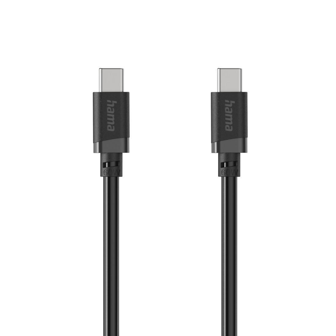 Cabl HAMA USB-C - USB-C, 60W, 0.5 m, negru